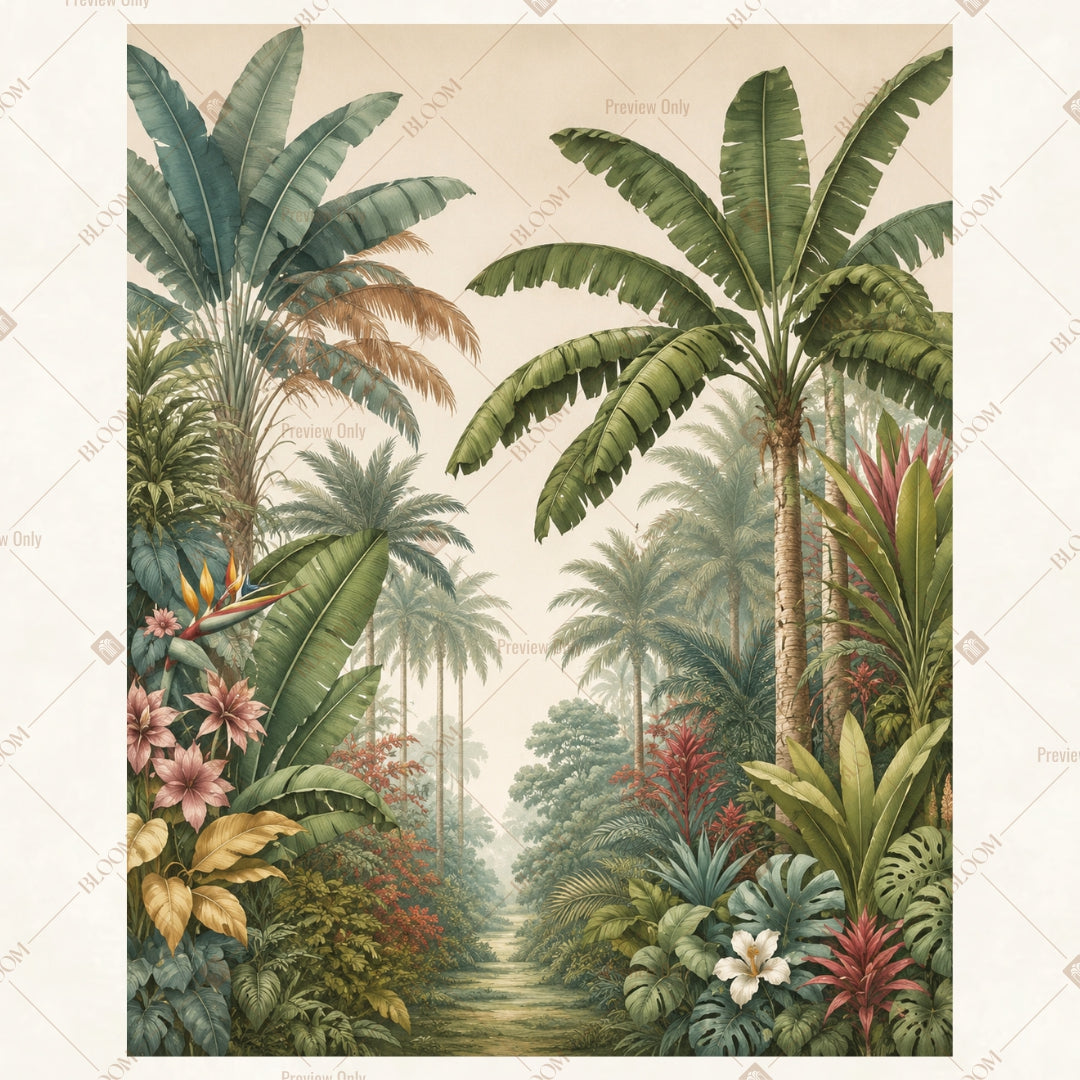 Palm Forest Path Portrait Rectangle Backdrop