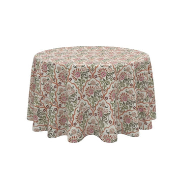 Ivory Pastel Floral Mughal Round Table Cover - Pack Of 6