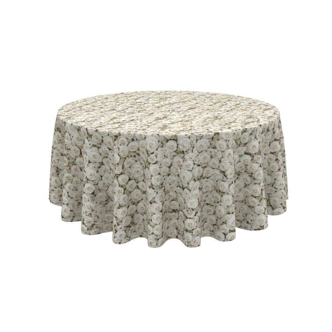 White Rose Petal Bloom Round Table Cover - Pack Of 6