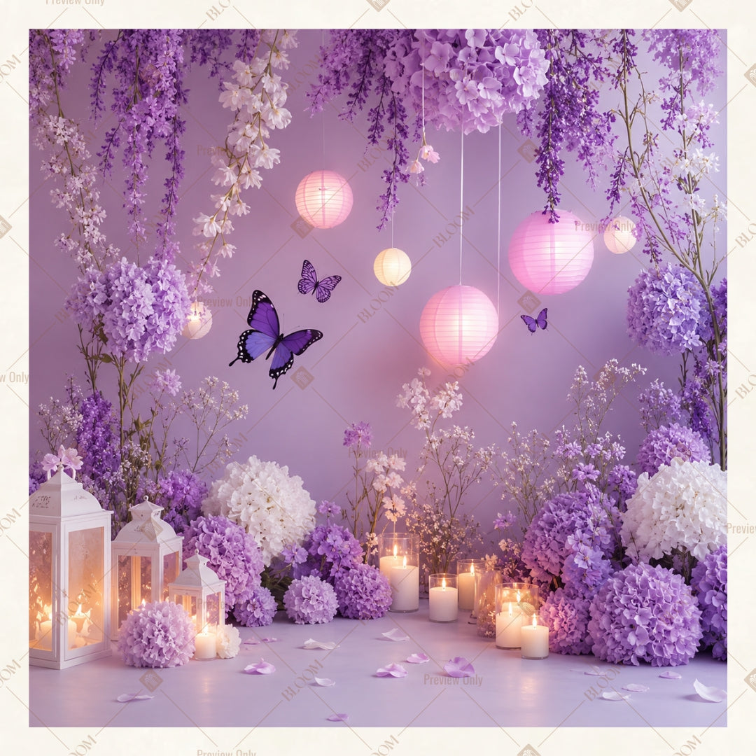 Dreamy Purple Butterfly Square Backdrop