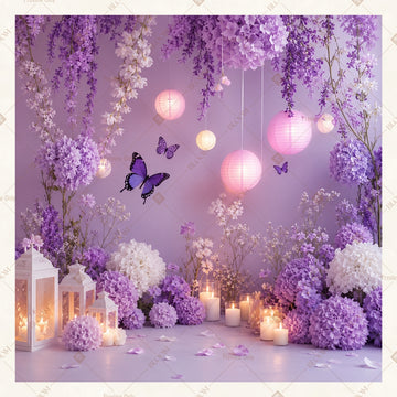 Dreamy Purple Butterfly Square Backdrop
