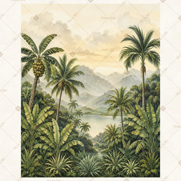 Tropical Mountain Landscape Portrait Rectangle Backdrop