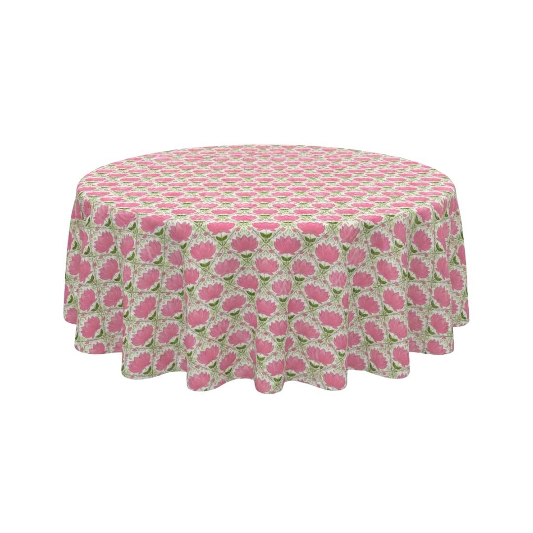 Pink Lotus Garden Round Table Cover - Pack Of 6