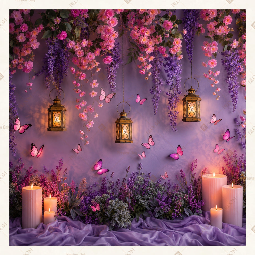 Magical Lantern Garden Square Backdrop