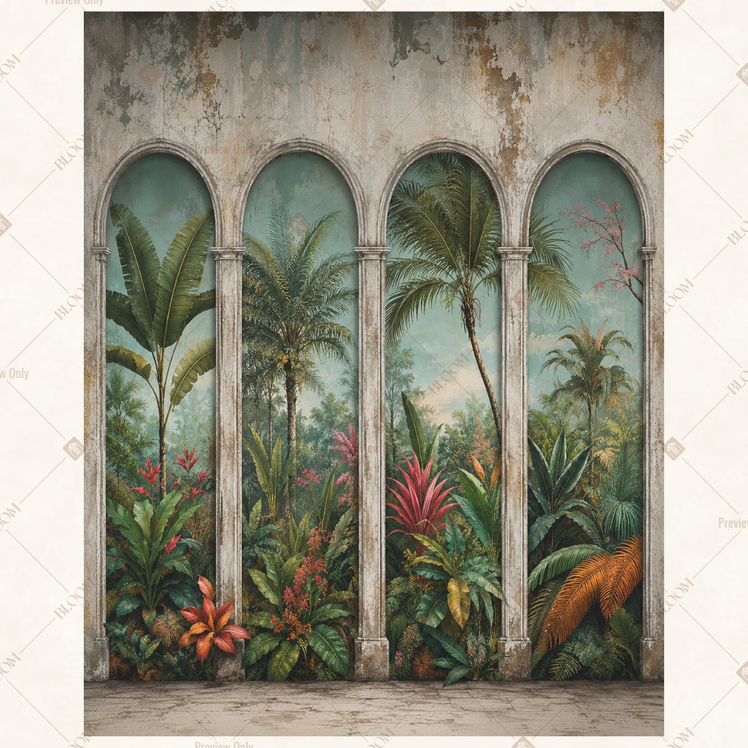 Vintage Palace Window Portrait Rectangle Backdrop