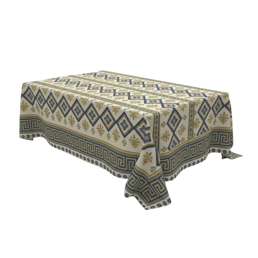 Blue Geometric Motif Rectangle Table Cover - Pack Of 6