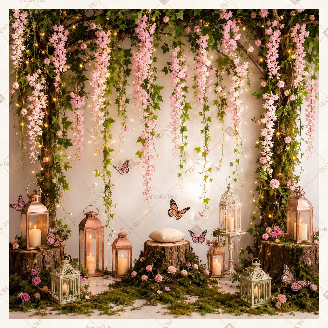 Hanging Wisteria Floral Square Backdrop