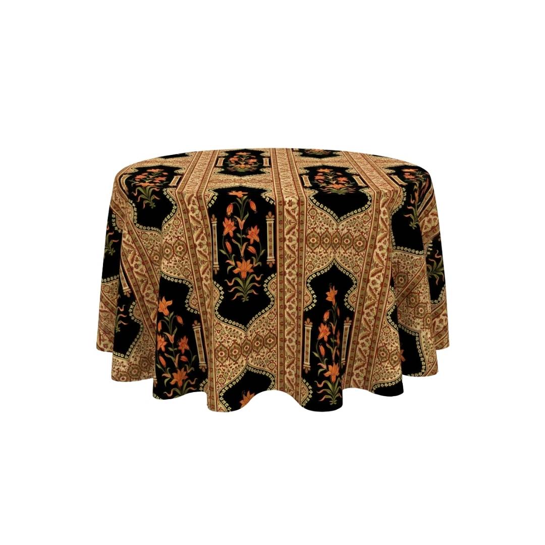 Black Copper Ornate Royal Round Table Cover - Pack Of 6