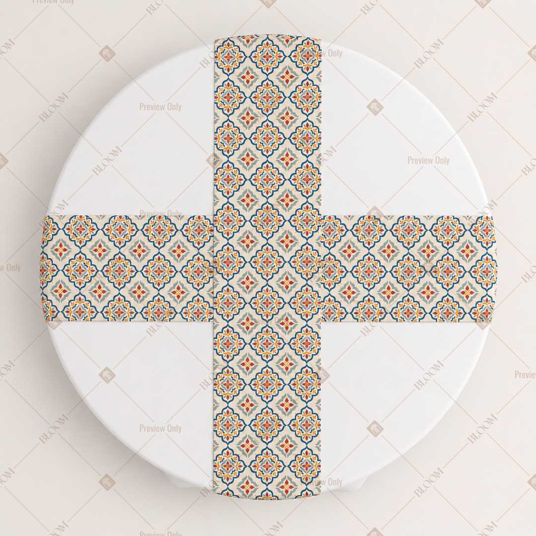 Blue Geometric Medallion Table Runner Pack Of 12