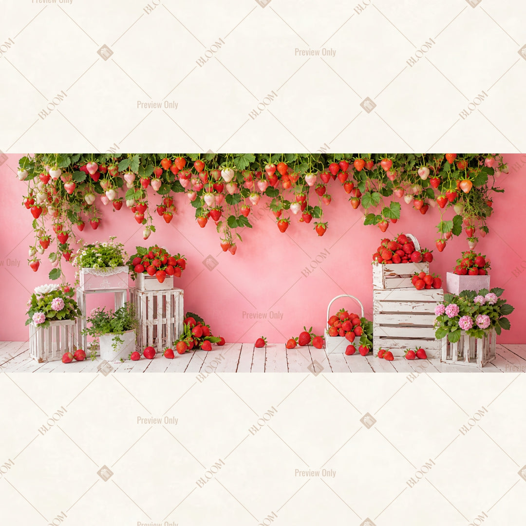 Pink Floral Dessert Party Wide Backdrop