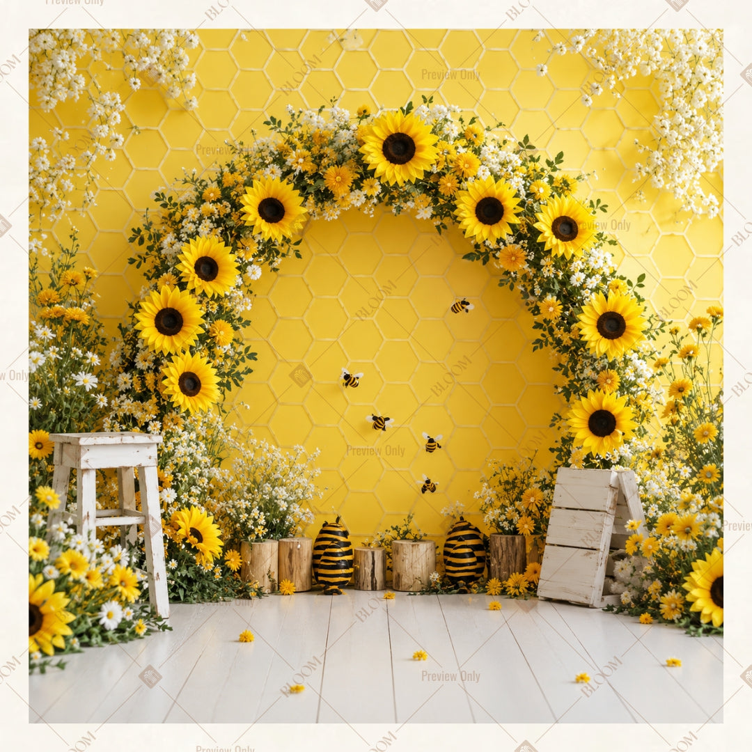 Sunflower Garden Stage Square Backdrop