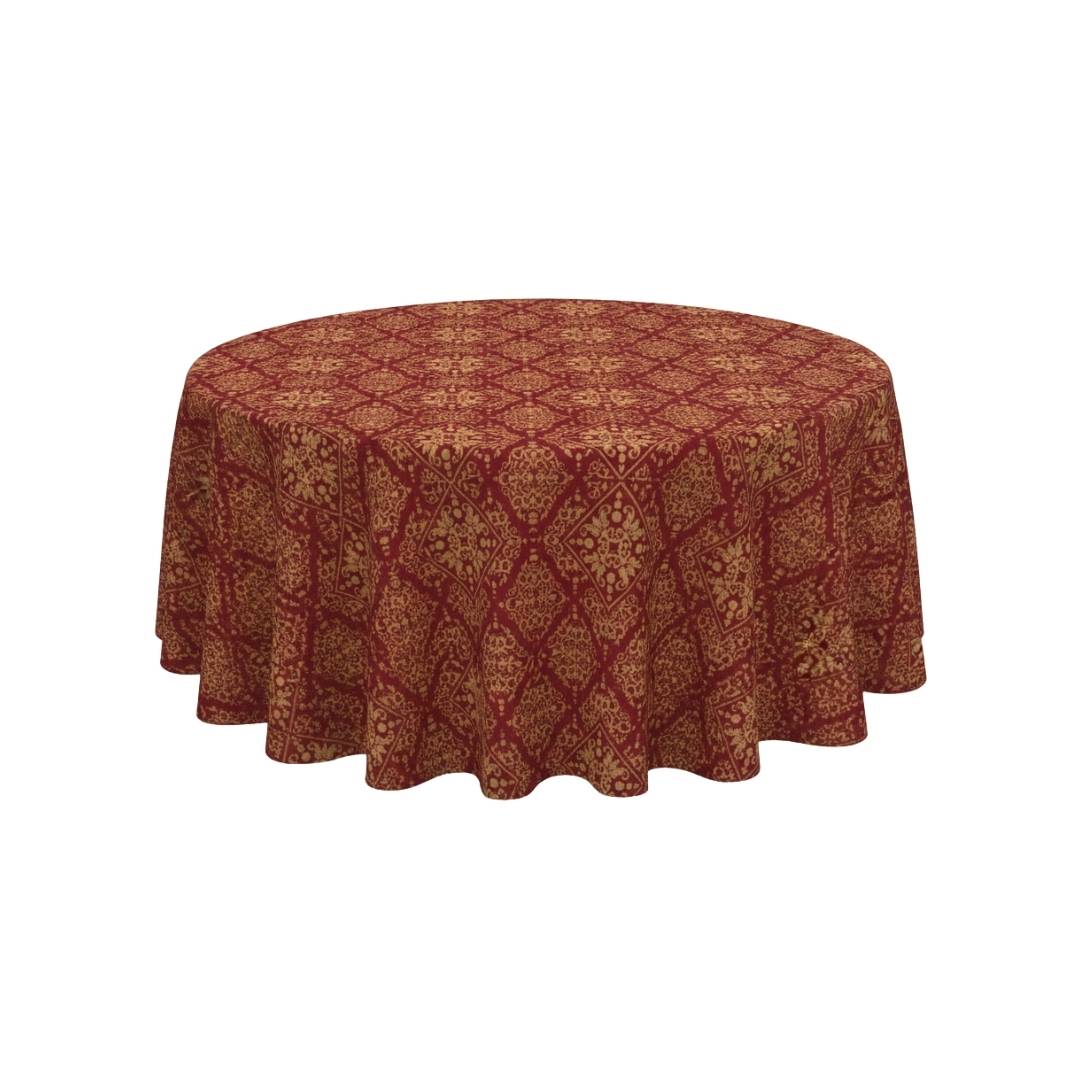 Maroon Golden Mosaic Heritage Round Table Cover - Pack Of 6