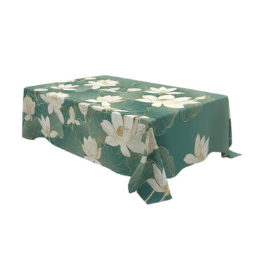 Teal Lotus Floral Rectangle Table Cover - Pack Of 6