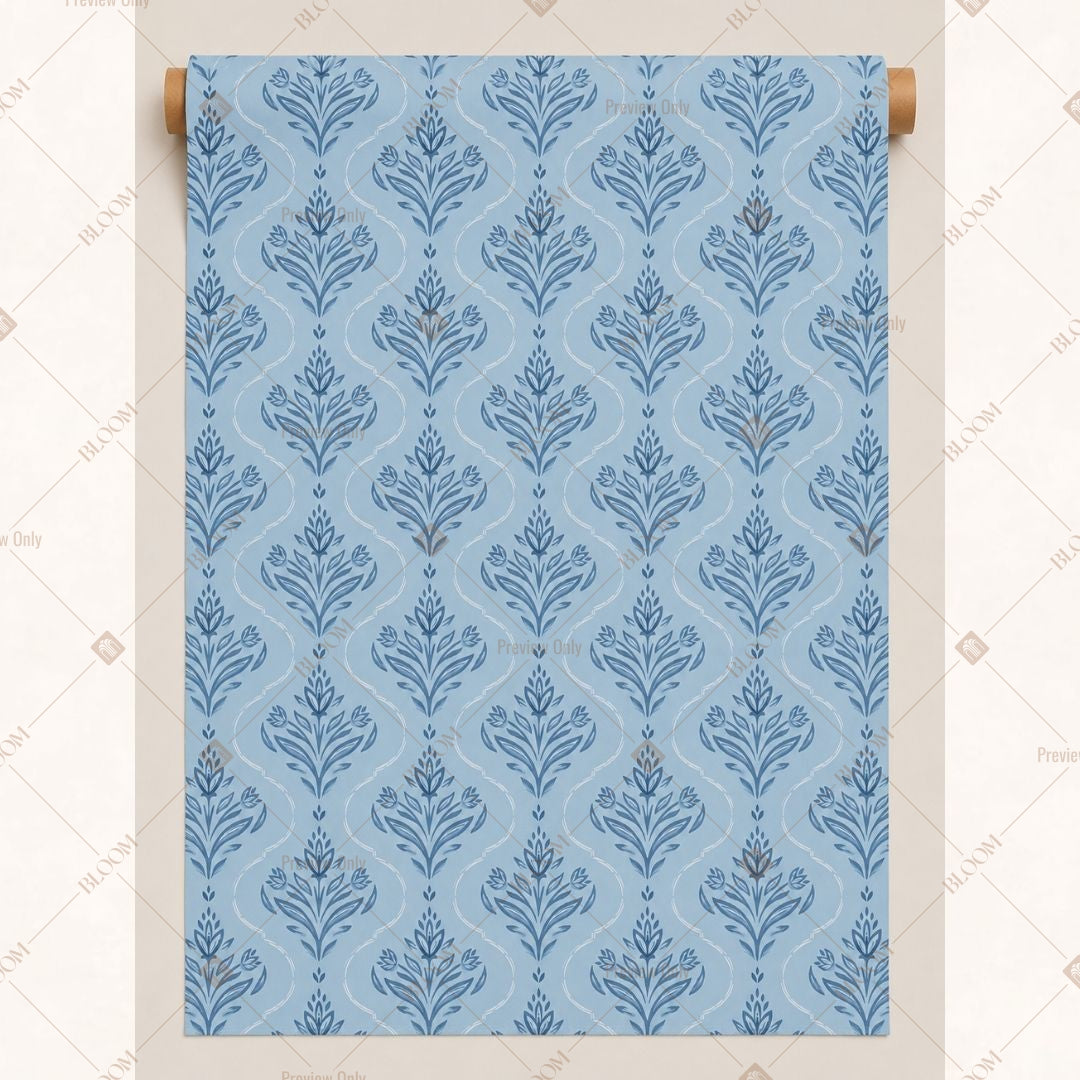 Blue Damask Fabric Pack of 25