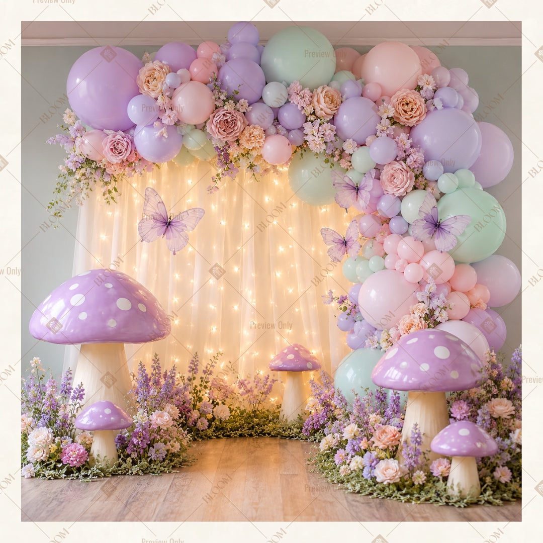 Fantasy Balloon Garden Square Backdrop