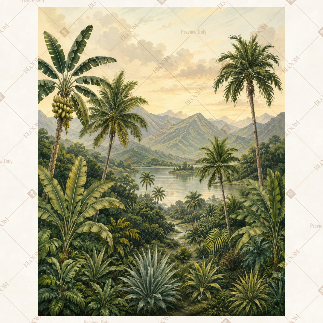 Tropical Jungle Landscape Portrait Rectangle Backdrop