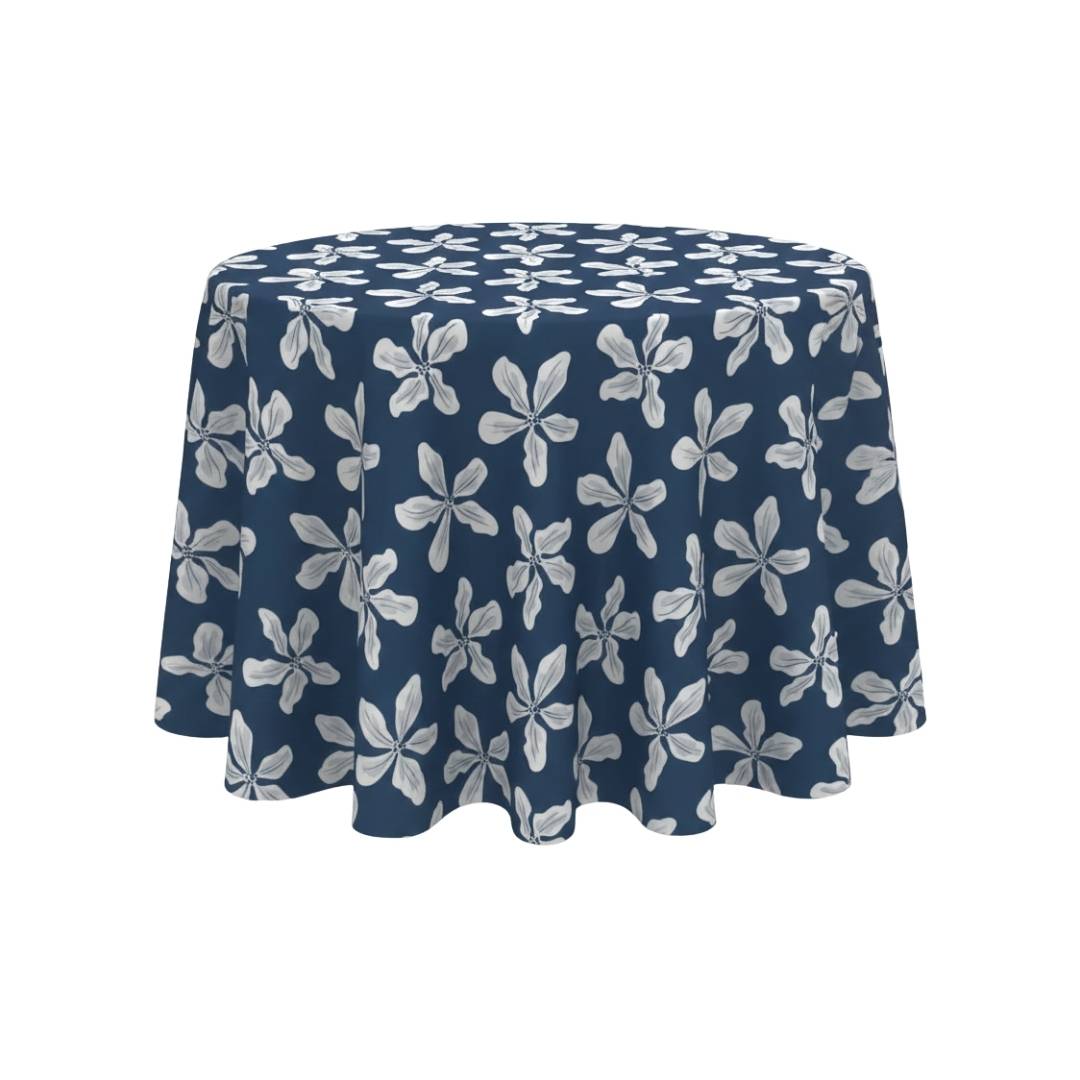 Navy Petal Sketch Round Table Cover - Pack Of 6