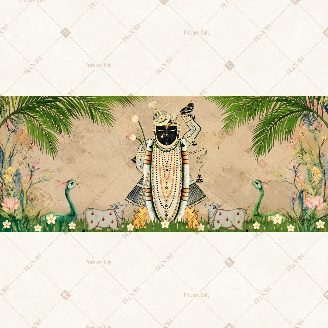Krishna Cow Garden Border Wide Backdrop