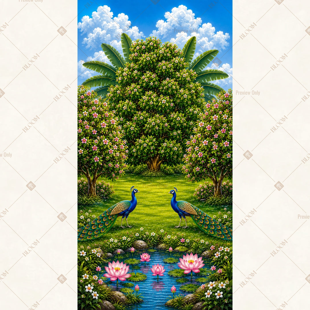 Lush Tropical Garden Vertical Backdrop