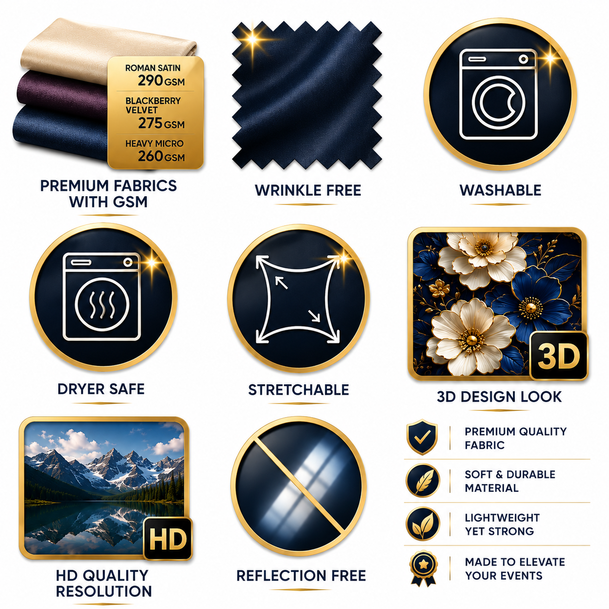 Royal Gold Damask Hanging Scroll - Pack Of 10