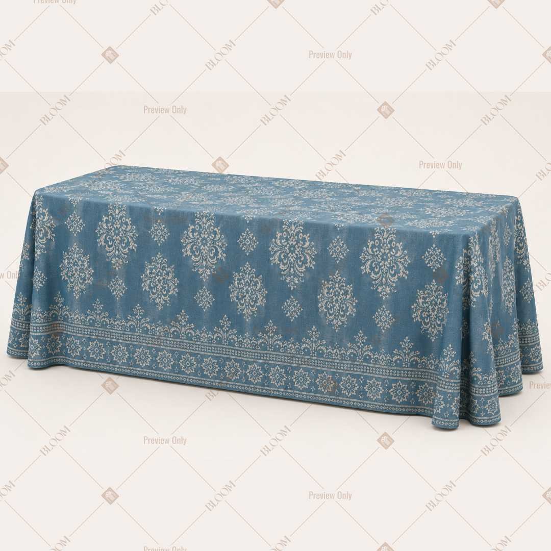 Blue Ornamental Damask Table Cover Pack Of 6